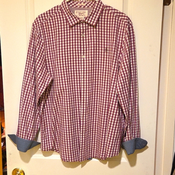 Penguin By Munsingswear Burgundy and Blue Checkered Shirt Size XL Slim fit... - Picture 2 of 3